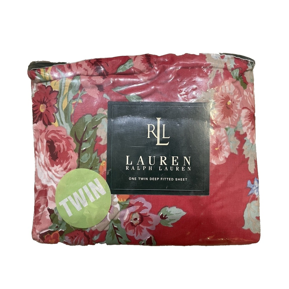 New Ralph Beach House Fuscia Floral TWIN Fitted Deep Sheet  NIP